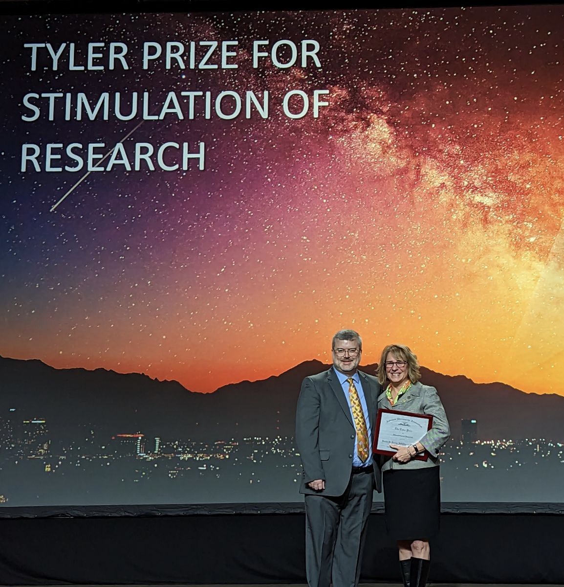 Dr. Karen Farris recieves the Tyler Prize for Stimulation of Research