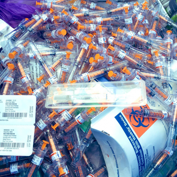 Pills and syringes collected at the College's Safe Medication Disposal Event 