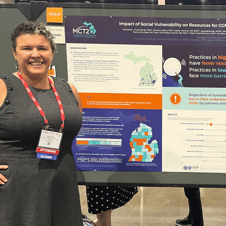 Heidi Diez presenting a poster on MCT2D practices at ADA Annual Meeting in San Diego in 2023