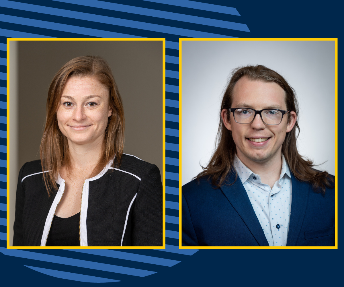 Co-first authors Emily Makowski, 4th-year pharmaceutical sciences PhD candidate (left), and Patrick Kinnunen, 5th-year chemical engineering PhD candidate (right)